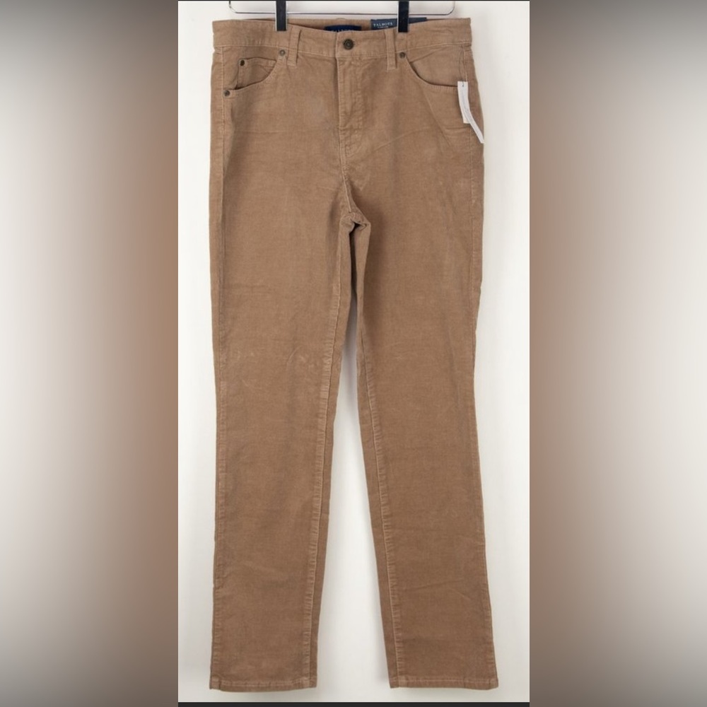 Talbots High Rise Straight Leg Corduroy Tan Pants 8 NWT